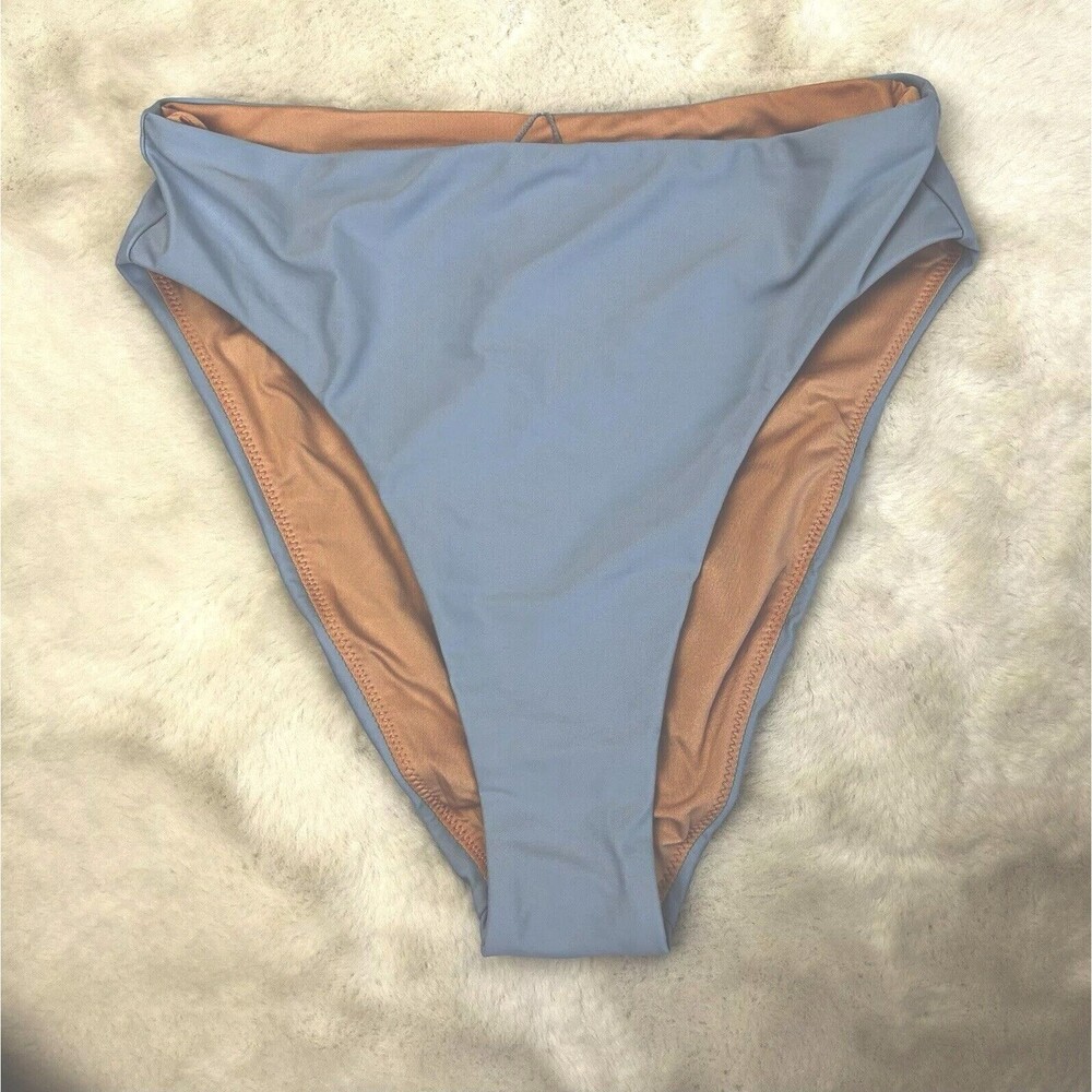J Crew Women's Blue High Rise Bikini Bottom Cheeky
